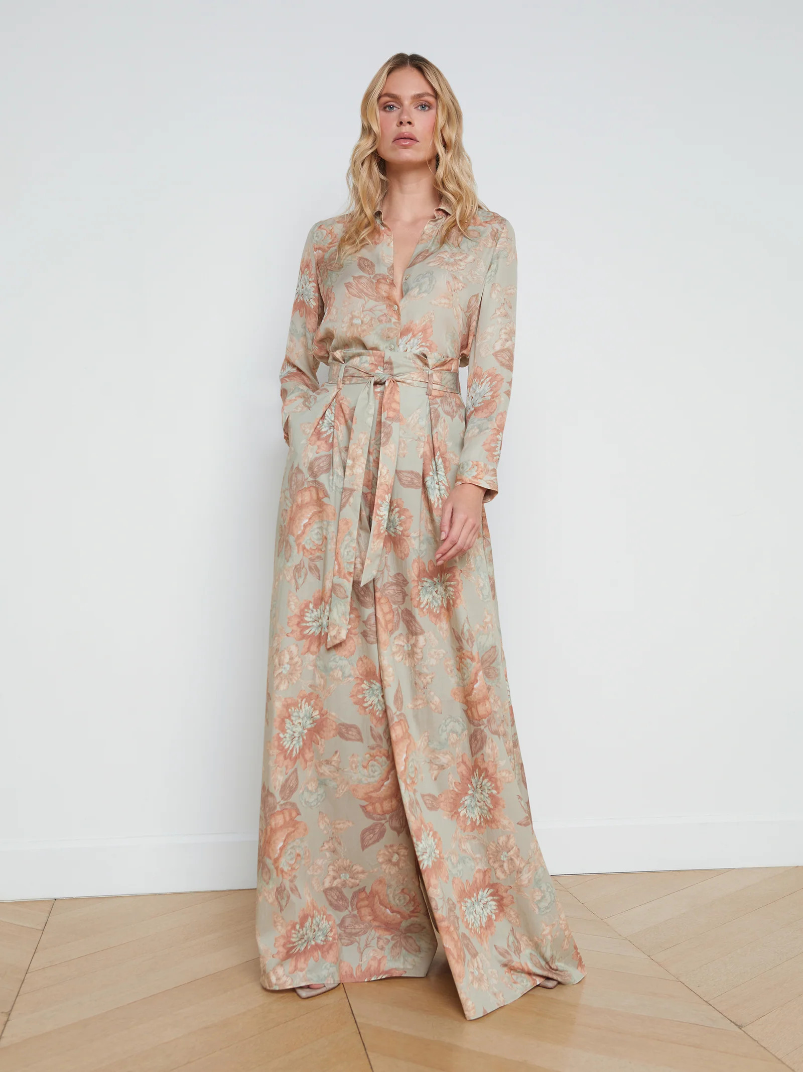 L'AGENCE - Nina Silk Blouse in Multi Soft Pastel Vintage Floral | L'Agence