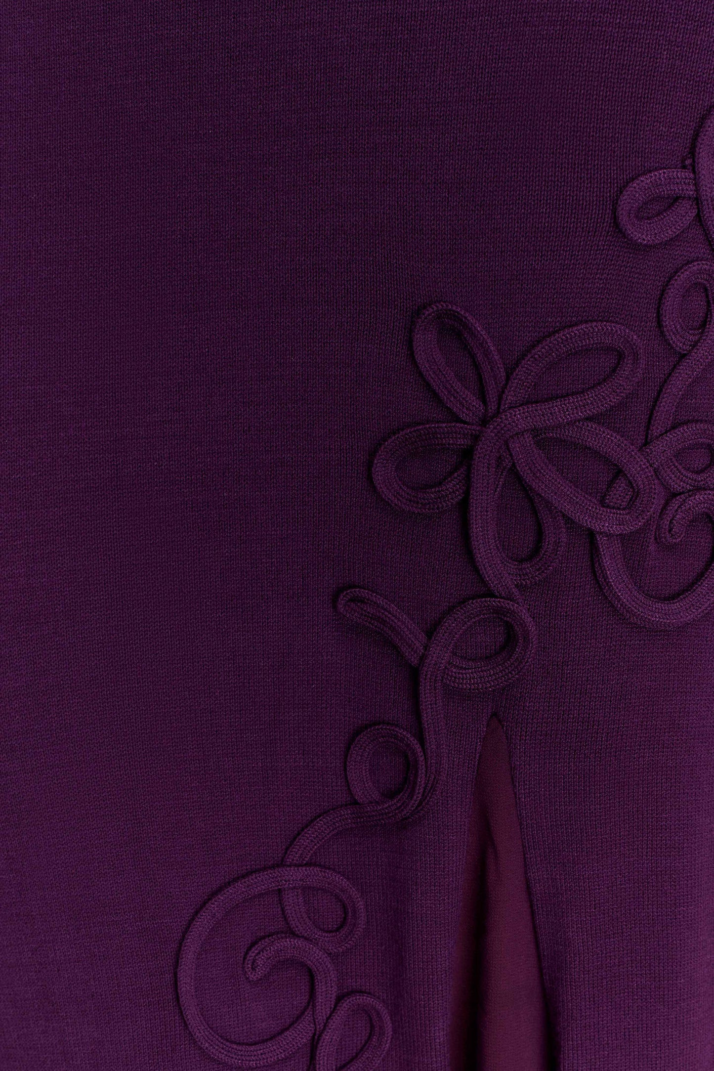 Nesta Embroidery Off Shoulder Knit Dress - Plum | Meshki UK