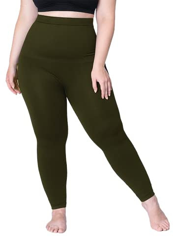 SHAPERMINT Leggings for Women Tummy Control - High Waisted Shapewear Leggings, Womens Plus Size, Thick Non-See-Through Olive | Amazon (US)