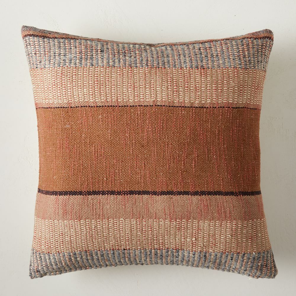 Bold Center Mixed Stripe Pillow Cover, 20&amp;quot;x20&amp;quot;, Terracotta | West Elm (US)