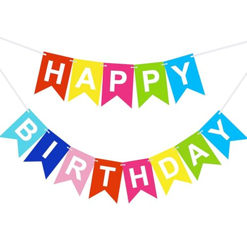 DomeStar Rainbow Happy Birthday Banner, Colorful Birthday Decorations - Flag Sign Garland for Women Girl Party, DIY Hanging Reusable Party Backdrop | Amazon (US)