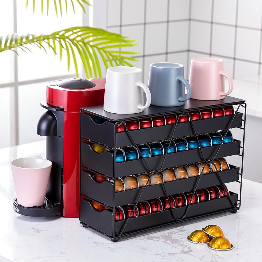 DecoBros Crystal Tempered Glass Nespresso Vertuoline Storage Drawer Holder for Capsules | Amazon (US)