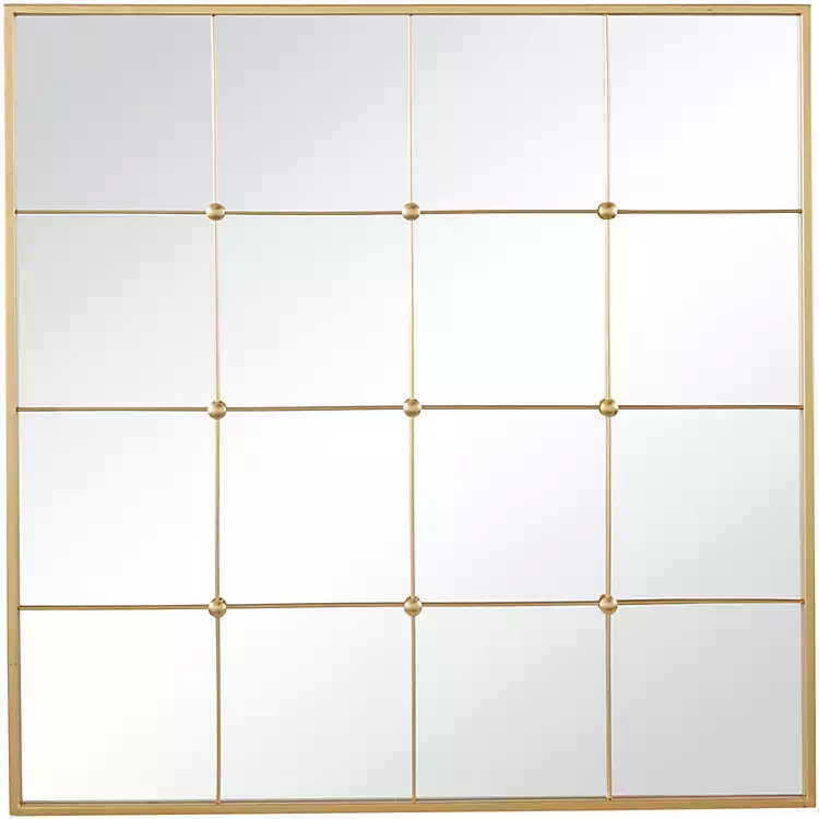 Gold Metal Windowpane Wall Mirror | Kirkland's Home