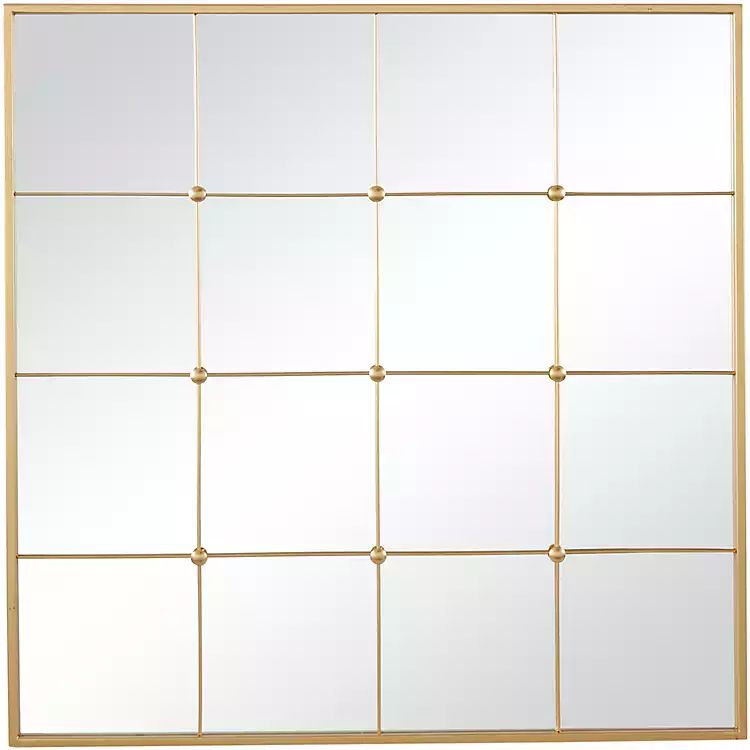 Gold Metal Windowpane Wall Mirror | Kirkland's Home