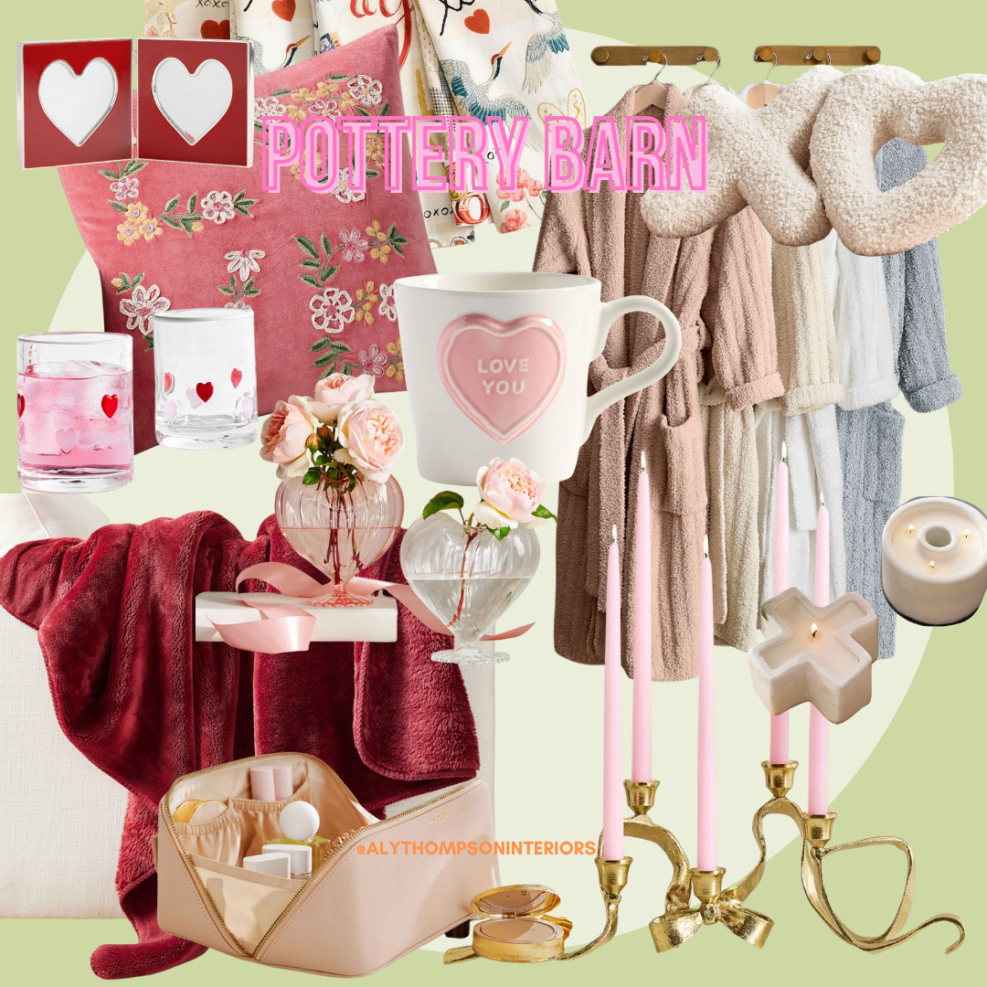 Pottery Barn | Valentine's Day | Home Decor | Pink | Icon Glasses | Heart Pillows | Red Throw Blanket | Candlesticks | Heart Vase | Gifts for Her | Galentine's Day 

 #LTKValentine #LTKSeasonal #LTKSaleAlert