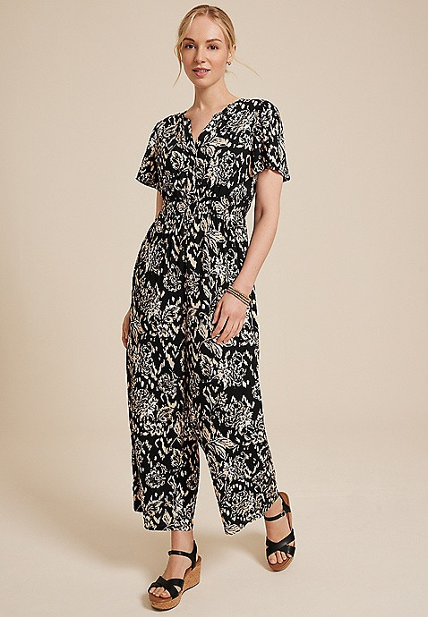 Floral Notch Neck Jumpsuit | Maurices
