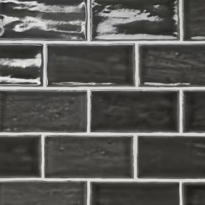 Bedrosians Marin Black Sea (Black) 3-in x 6-in Glossy Ceramic Subway Wall Tile (5.38-sq. ft/ Cart... | Lowe's