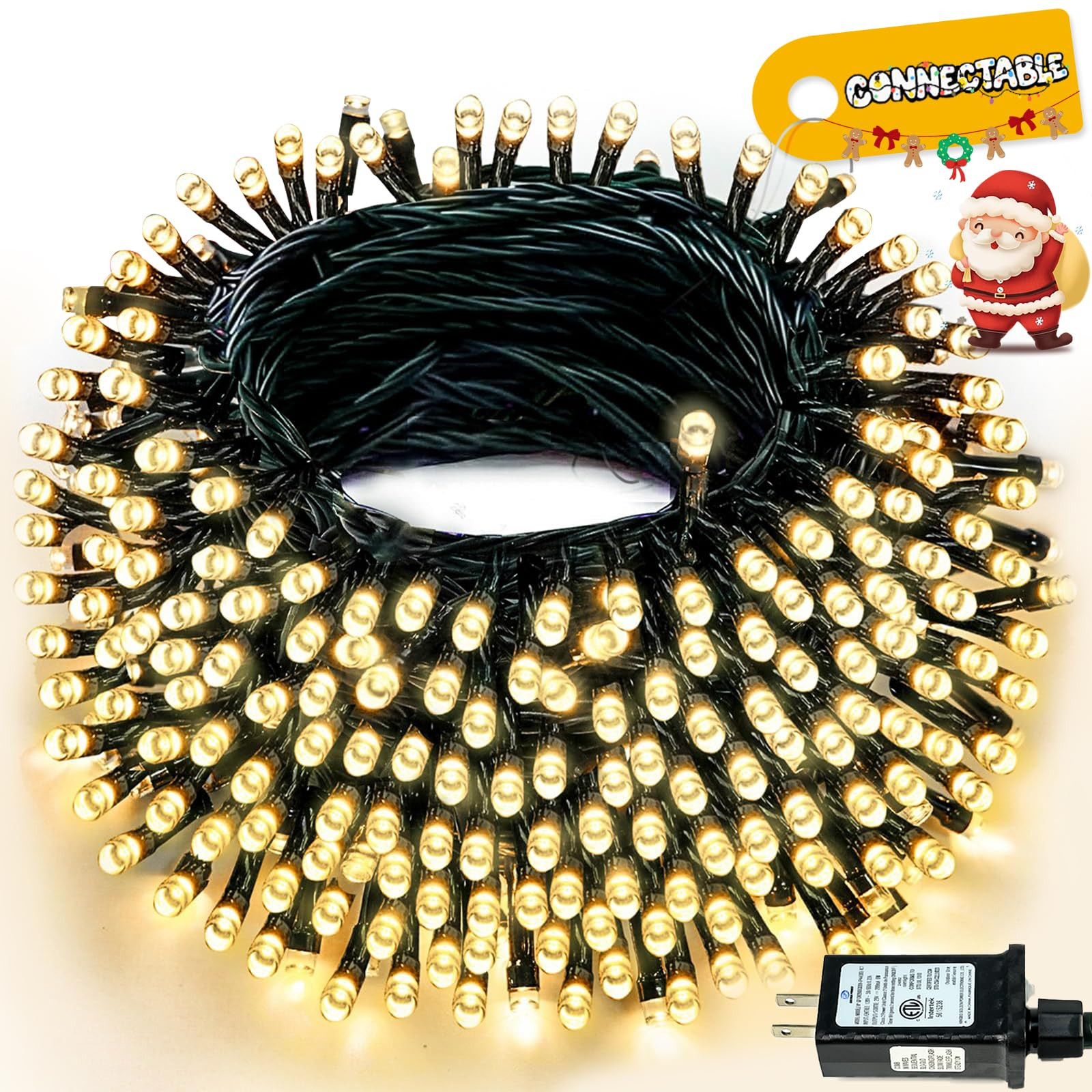 Connectable 240LED 88Ft 13Modes Christmas Lights Indoor Outdoor | Extendable Green Wire Christmas... | Amazon (US)