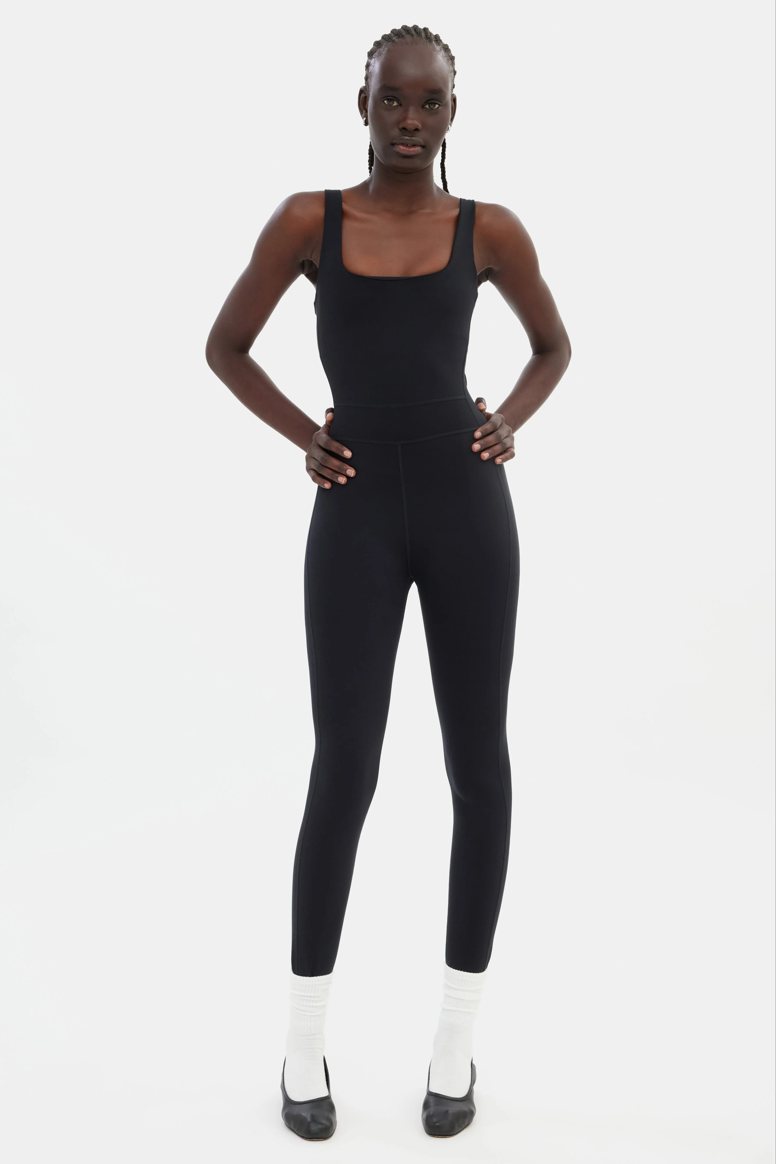 Black Luxe Paneled Unitard | Girlfriend Collective