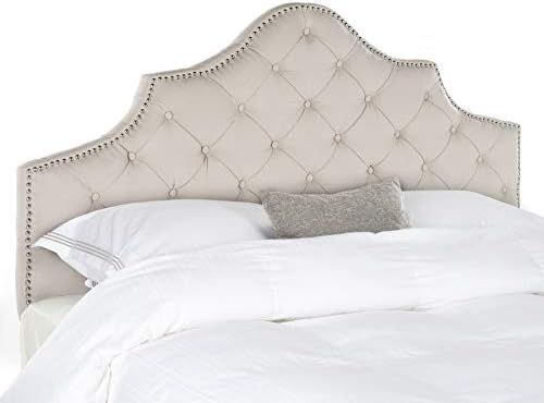 Safavieh Arebelle Taupe Linen Upholstered Tufted Headboard - Silver Nailhead (King) | Amazon (US)