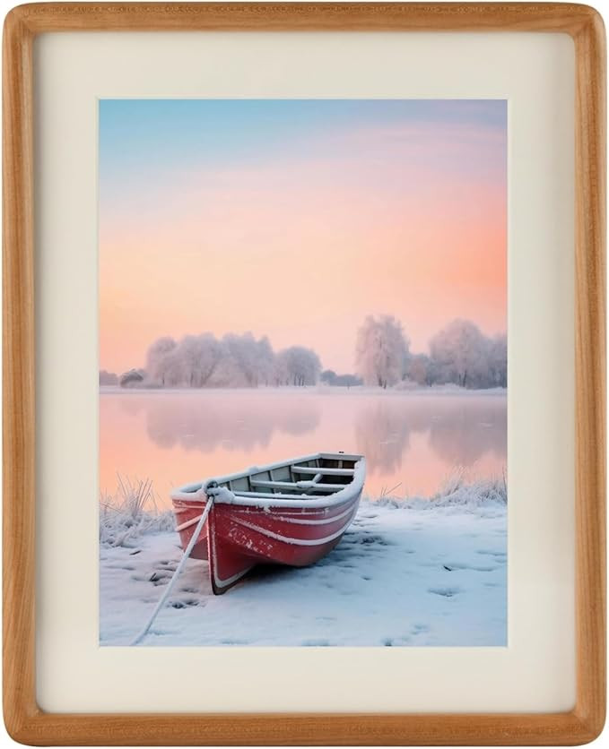 Natural Solid Wood 11x14 Picture Frame with 8.5x11 Mat,Real Cherry Wood Photo Frames 11 by 14 for... | Amazon (US)