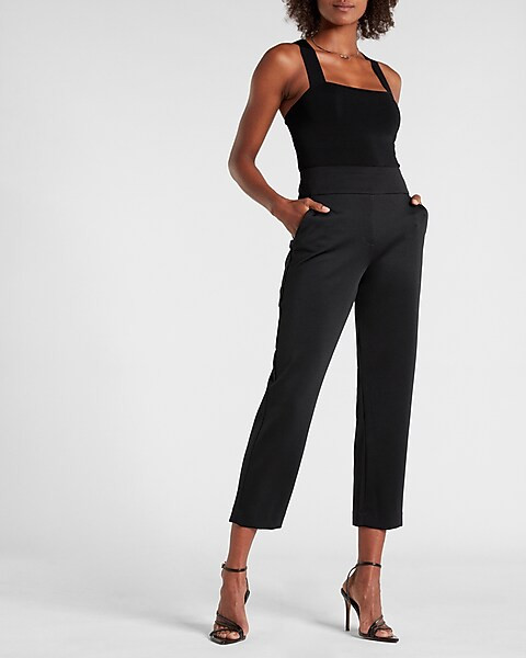 Super High Waisted Nylon Straight Ankle Pant | Express