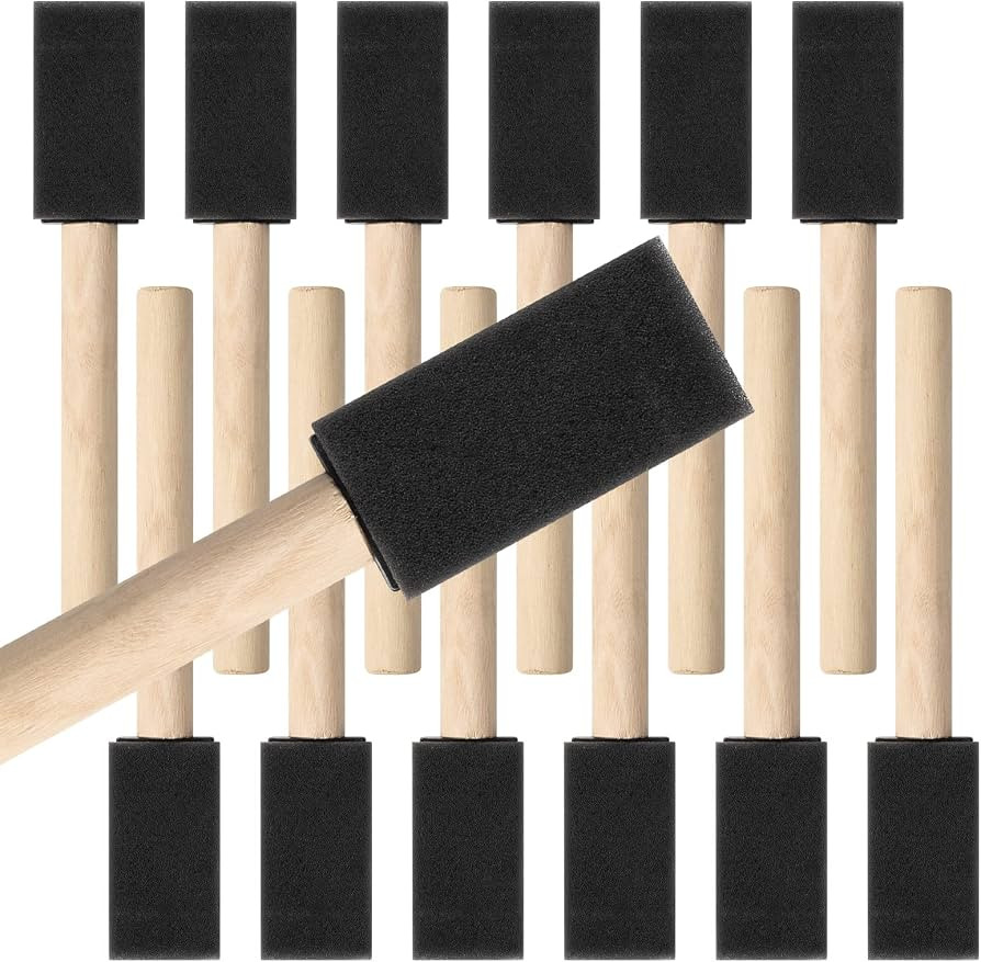 Mister Rui 1 Inch Foam Paint Brushes, 12 Pack \u2013 High Density Poly Sponge Brushes for Paintin... | Amazon (US)