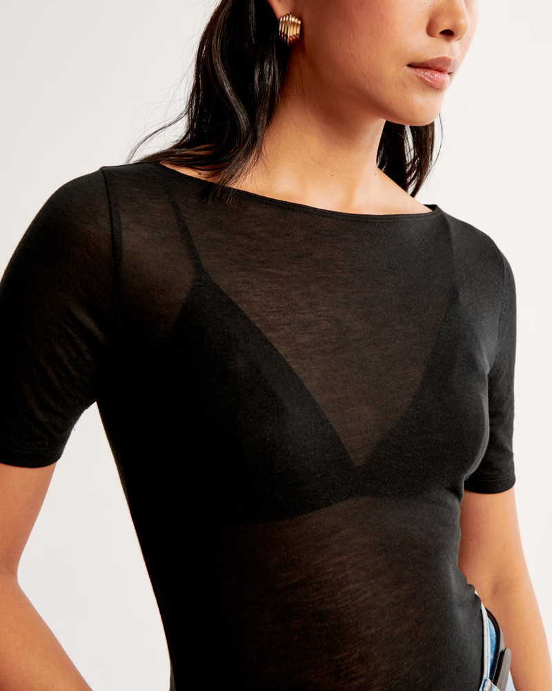 Long-Sleeve Slash Button-Through Top | Abercrombie & Fitch (US)