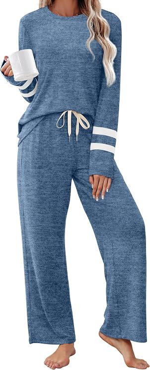Sampeel Pajamas for Women Set 2 Piece Fall Outfits Comfy Pjs Lounge Sets | Amazon (US)