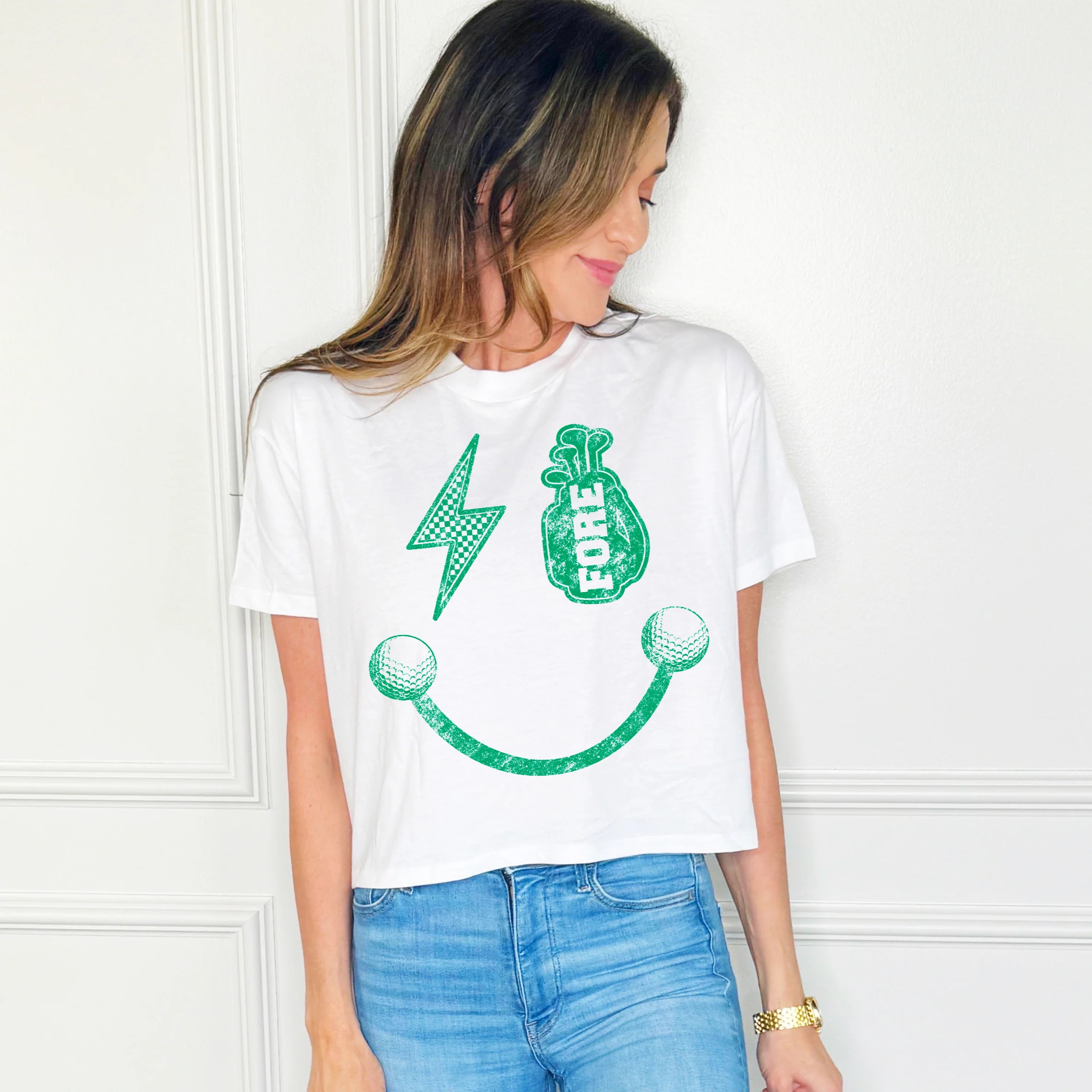 Golf Smiley Crop Tee | Poppy & Pine