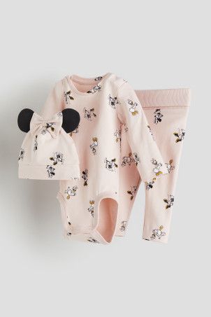 2-piece Printed Sweatsuit - Light dusty pink/Minnie Mouse - Kids | H&M US | H&M (US + CA)