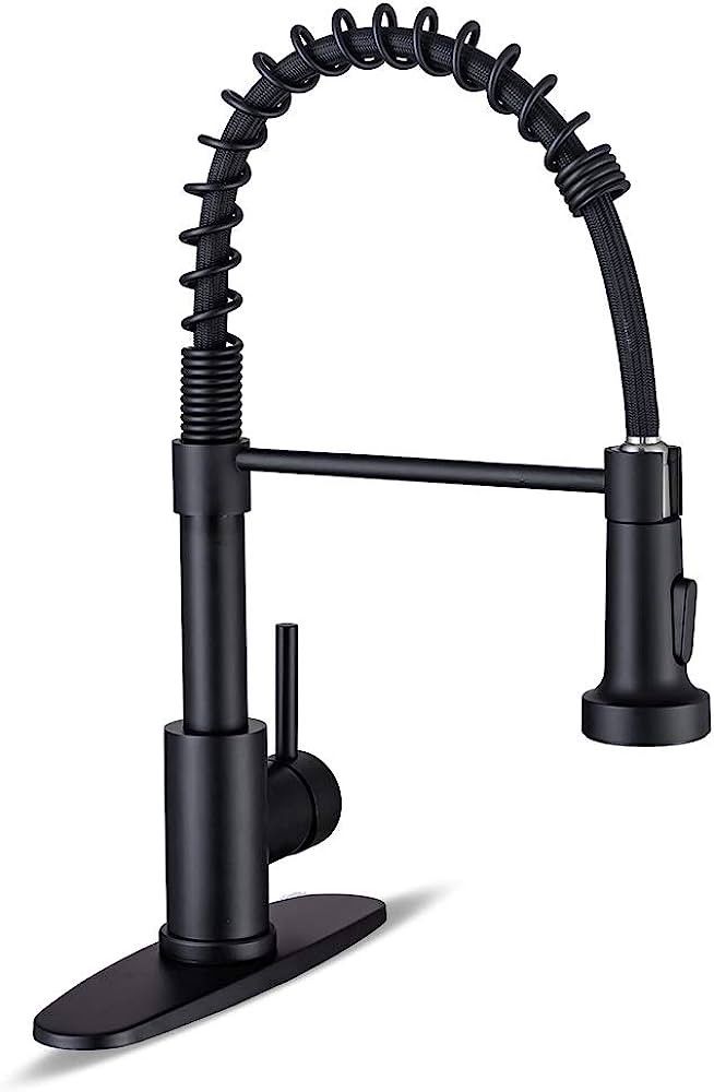 Kitchen Faucet, Kitchen Faucets with Pull Down Sprayer WEWE Sus304 Stainless Steel Matte Black In... | Amazon (US)