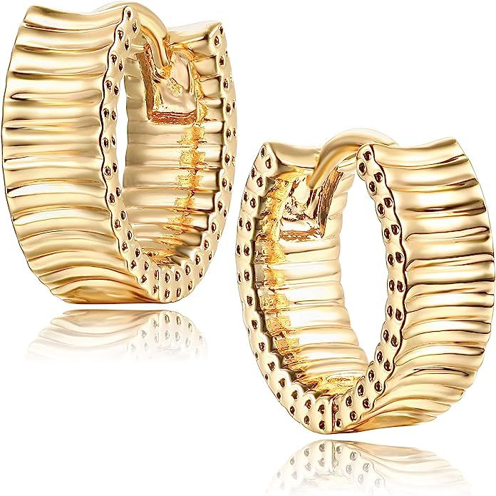 Mevecco Gold Dainty Huggie Hoop Earring,18K Gold Plated Cute Tiny Drop Ball Hoop Earrings for Wom... | Amazon (US)