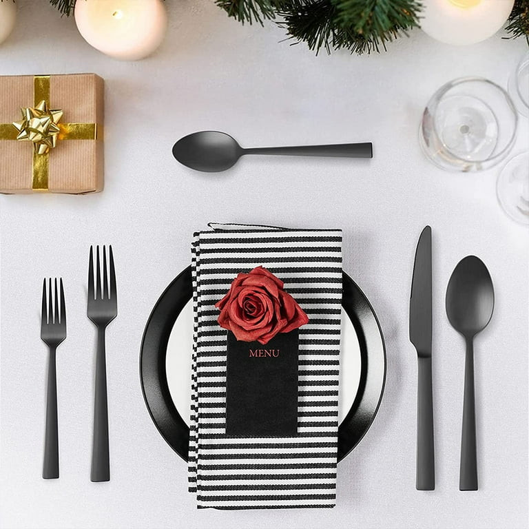 20-Piece Matte Black Silverware Set, VeSteel Stainless Steel Flatware Set Service for 4, Metal Cu... | Walmart (US)