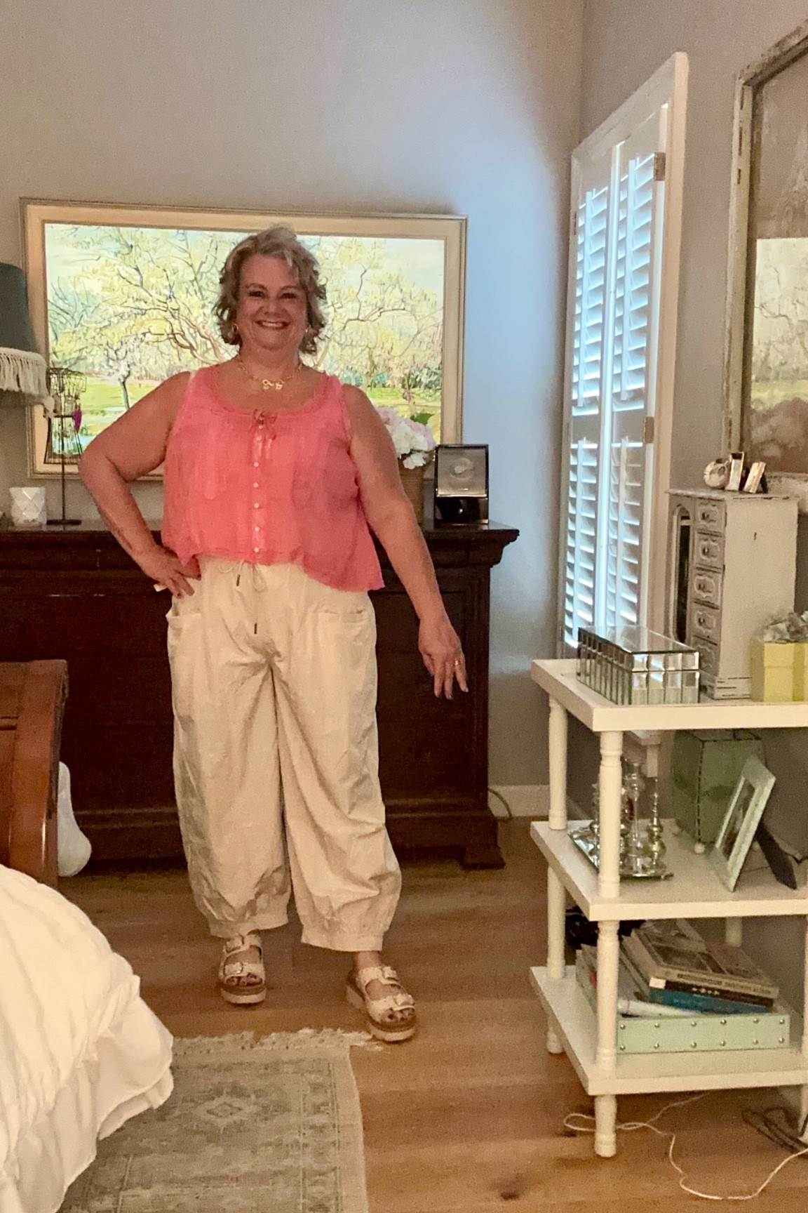 Lace top and cargo pants from Free people 