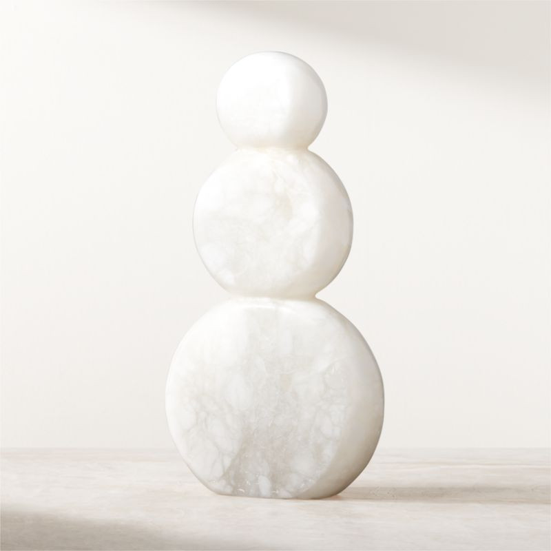Large White Alabaster Stone Holiday Snowman + Reviews | CB2 | CB2
