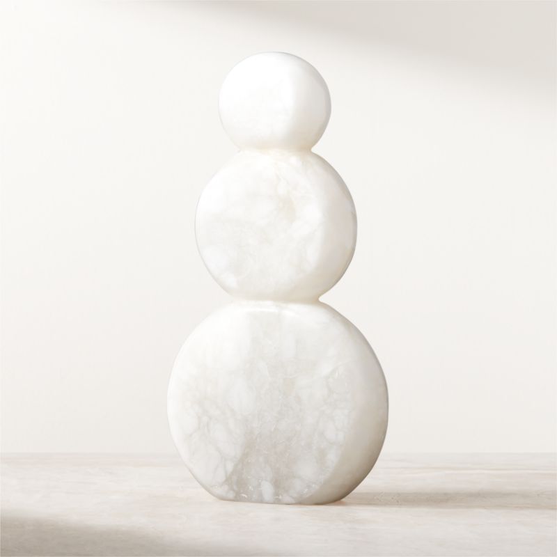 Large White Alabaster Stone Holiday Snowman | CB2 | CB2