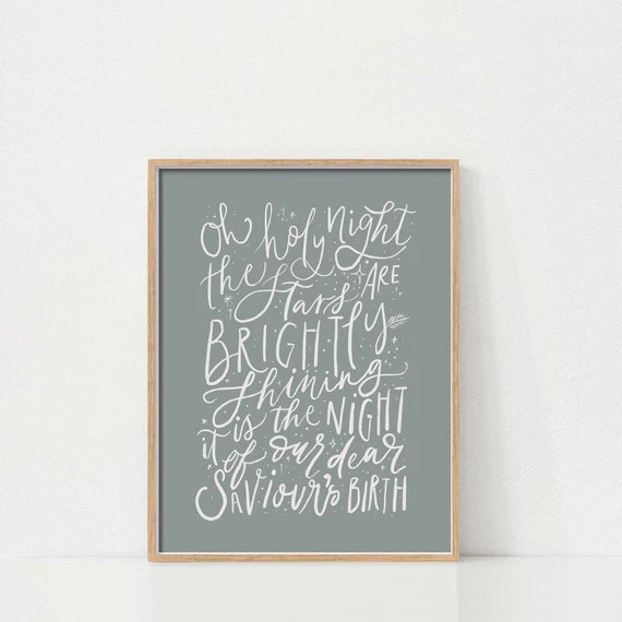 Christmas Art Print Oh Holy Night Print Christmas Printable | Etsy | Etsy (US)