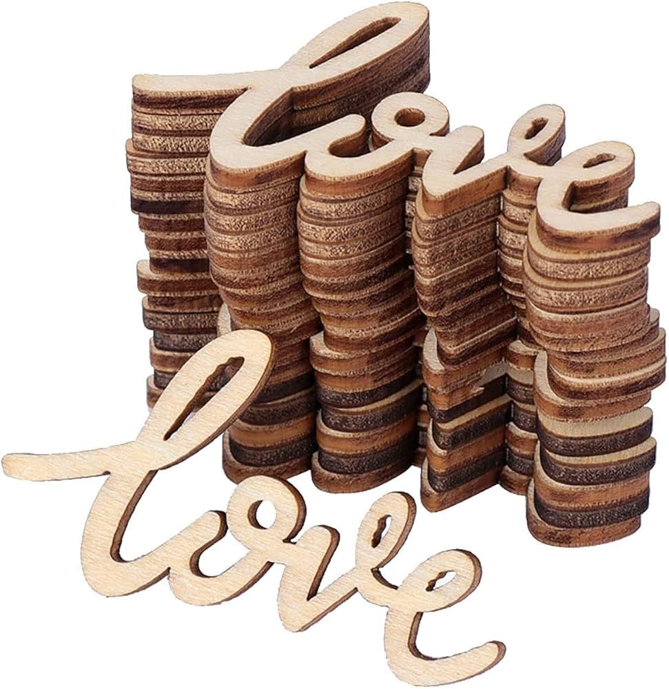 30pcs Little Love Wood Crafts DIY Cutout Wooden Slices Embellishments Gift Unfinished Wood Orname... | Amazon (US)