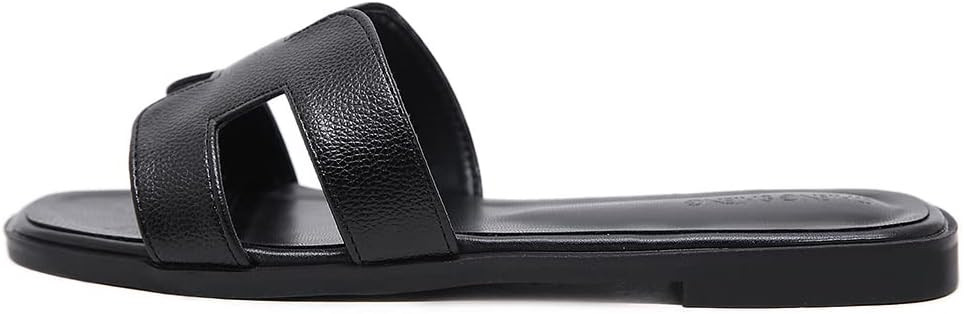 Stratuxx Kaze Womens Flat Sandals Flat Slide Sandals White,Black, Brown Flat Sandals Leopard | Amazon (US)