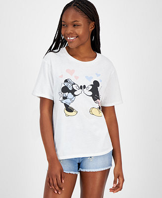 Disney Juniors' Mickey & Minnie Mouse Kiss Graphic T-Shirt - Macy's | Macy's