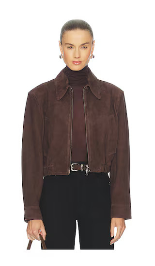 AGOLDE Nahlia Cropped Suede Jacket in Brown. - size L | Revolve Clothing (Global)