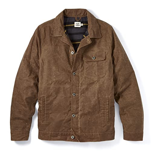 Huckberry Flint and Tinder Men's Flannel-Lined Waxed Trucker Jacket, Water & Weather Resistant Mens Jacket, Havana, X-Large, Tall Fit | Amazon (US)