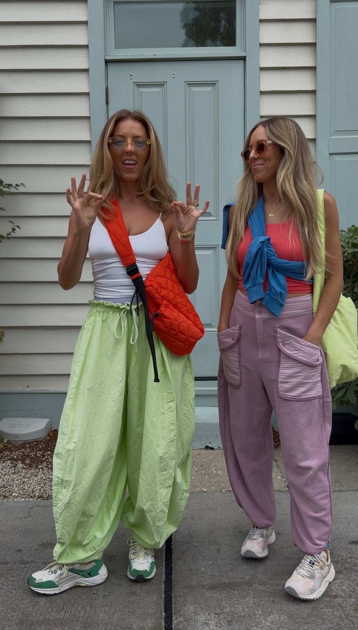 Size XS/S tanks 
Size small green pants 
Size medium pants 