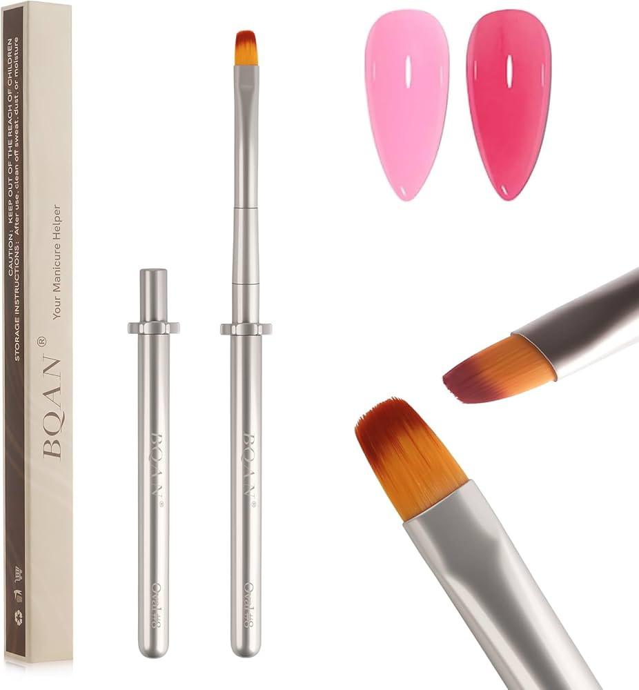 BQAN 1PCS Oval Nail Brush Builder Gel Brush for Poly Nail Gel with Metal Handle Nails Clean up Br... | Amazon (US)