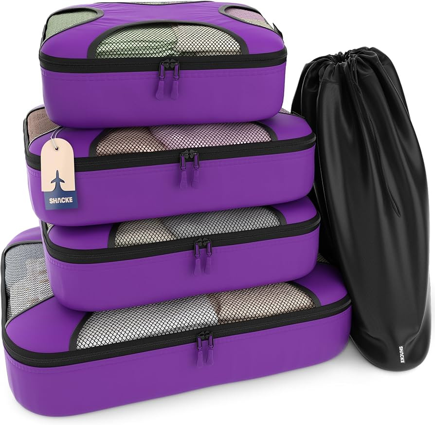 Shacke Premium 5 Packing Cubes Set - Lightweight Mesh Travel Luggage Organizers with Laundry Bag,... | Amazon (US)