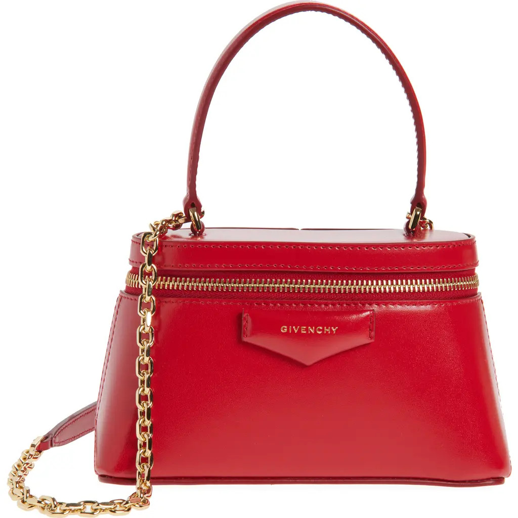 Givenchy Mini Antigona Vanity Leather Handbag in 640-Vermillon at Nordstrom | Nordstrom