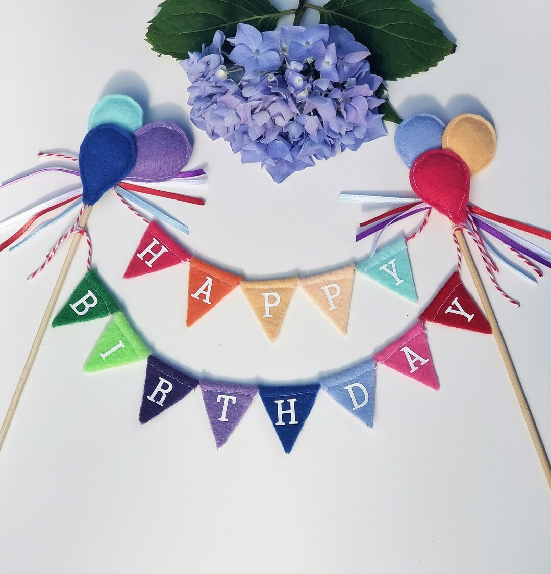 Birthday Banner Cake Topper, Birthday Balloon Cake Topper, Flag Cake Topper, Personalized Birthda... | Etsy (US)