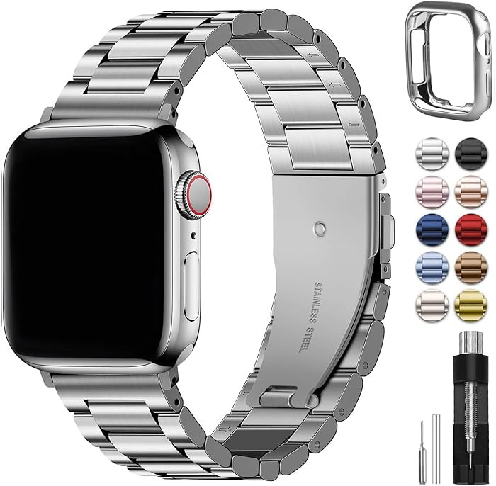 Fullmosa Metal Band Compatible with Apple Watch Bands 45mm 44mm 42mm 46mm 49mm 41mm 40mm 38mm, iW... | Amazon (US)