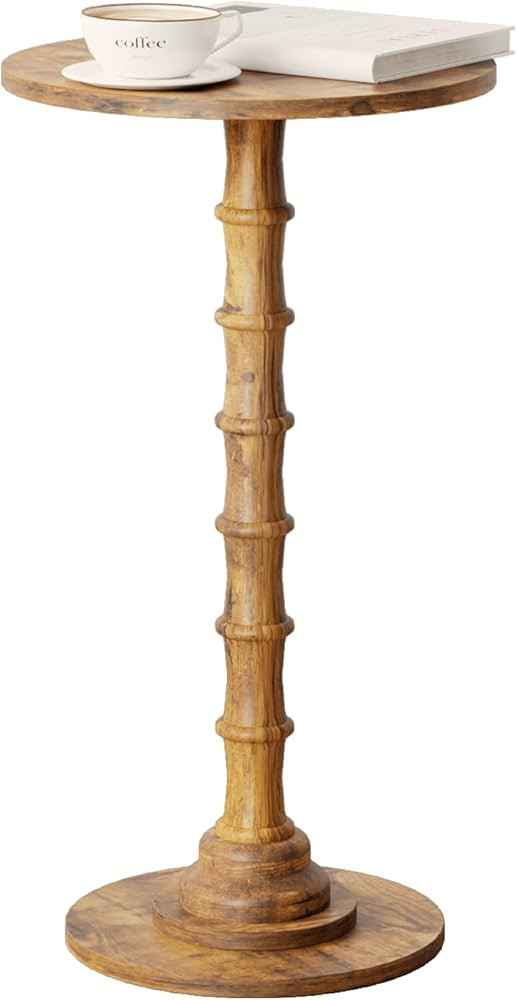 Round Side Table, Modern Drink Table for Small Spaces, Small End Table with Solid Wood Leg for Li... | Amazon (US)