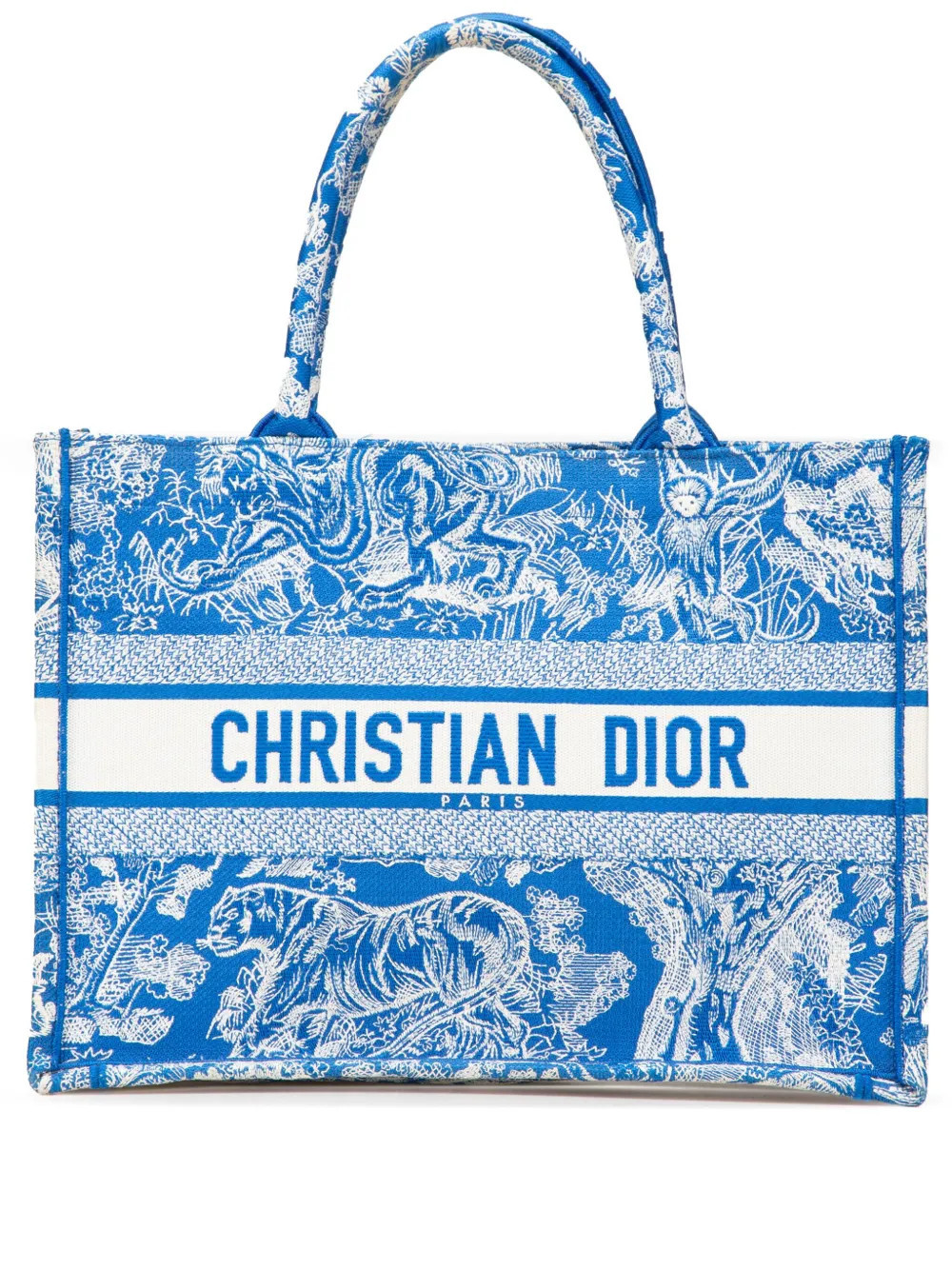Christian Dior Pre-Owned 2022 Medium Canvas Embroidered Dioriviera Toile De Jouy Book tote bag - Blue | Farfetch Global