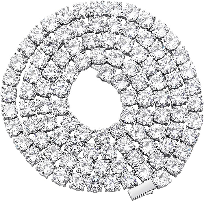 5MM Colorful Baguette Tennis Necklace Chains 14K Gold Silver 5A+ Cubic Zirconia Tennis Diamond Ba... | Amazon (US)