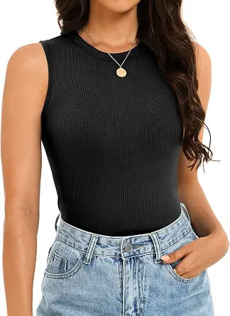 GKBK Womens Ribbed High Neck Tank Tops Racerback Slim Fitted Top Summer Basic Casual Sleeveless S... | Amazon (US)