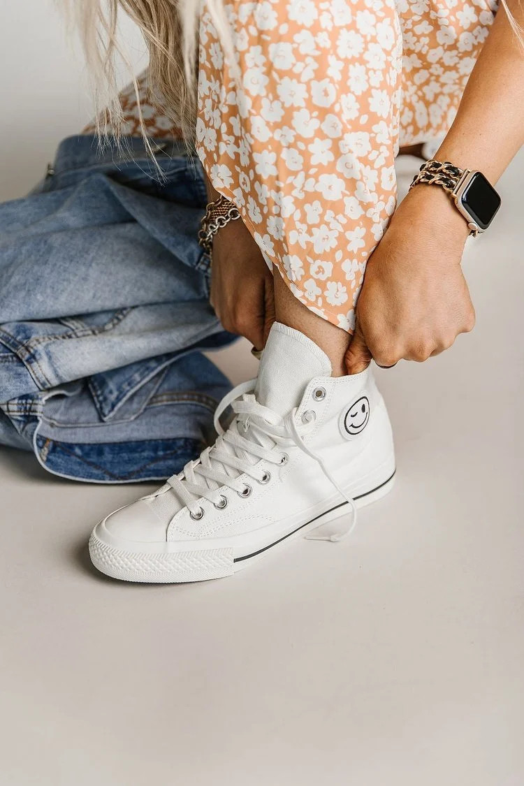 Hattie High Top Sneakers - White | Mindy Mae's Market