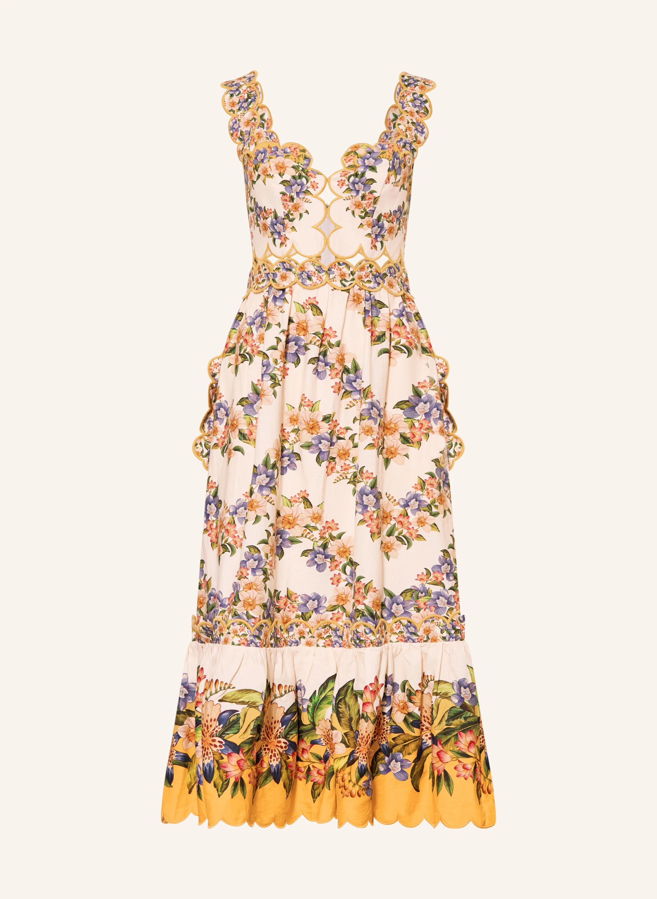 FARM RIO Kleid mit Leinen und Cut-outs in beige / dunkelrot / blau | Breuninger (DACH)