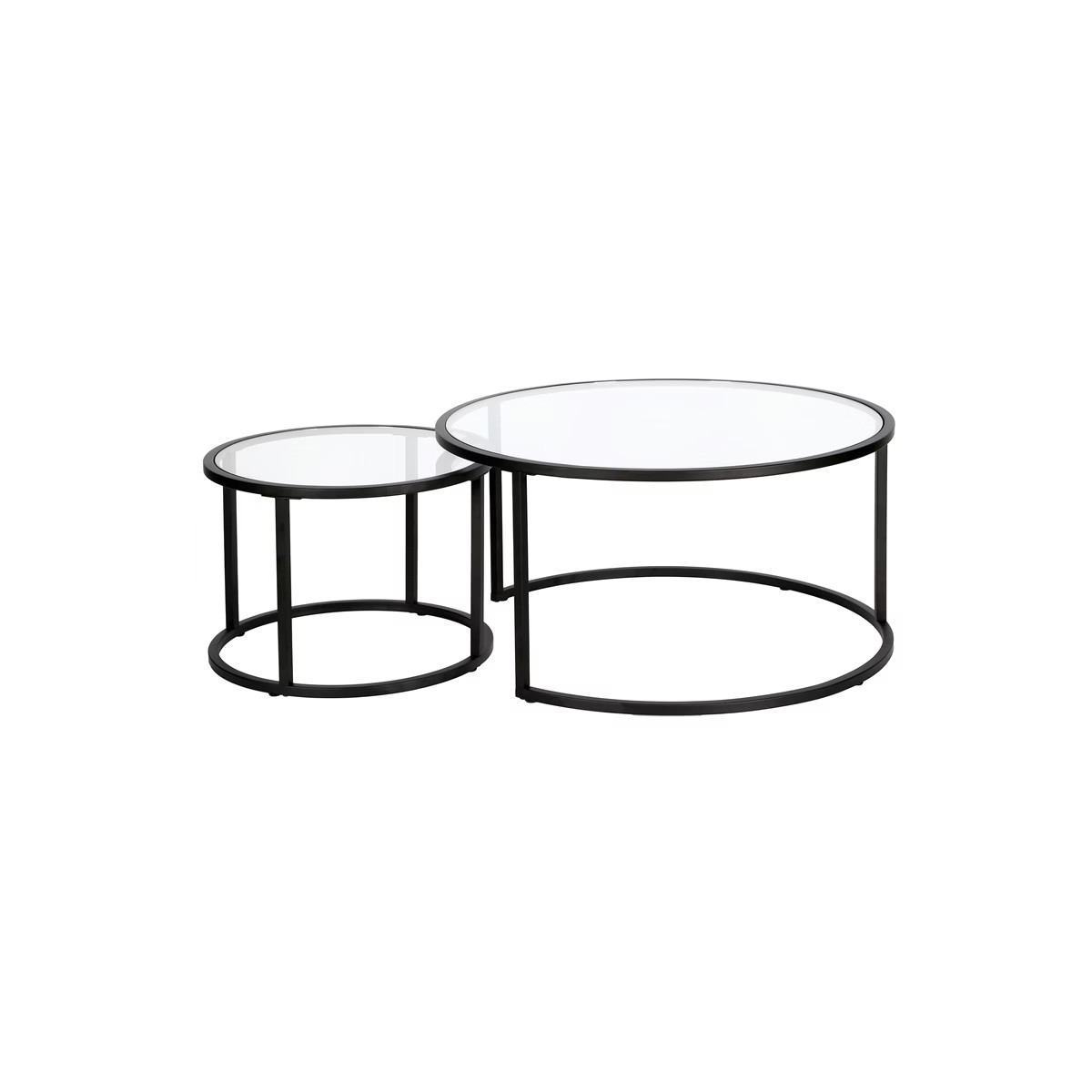 Metal Double Nested Round Coffee Table in Black with Glass Top - Henn&Hart | Target