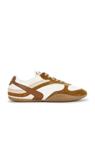 Miu Miu Gymnasium Nylon Tech Sneaker in White,Brown | FWRD 