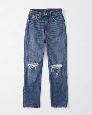 Curve Love Ultra High Rise Ankle Straight Jeans | Abercrombie & Fitch US & UK
