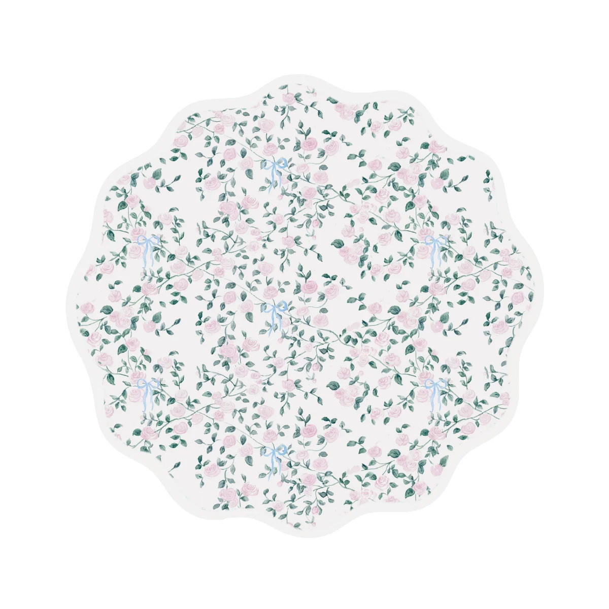 Rose Trellis Round Scalloped Placemat | Bows & Blue