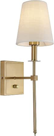 Rizzyluz Gold Wall Sconce Lighting with On Off Dimmer Switch, LED Bathroom Vanity Light Dimmable ... | Amazon (US)